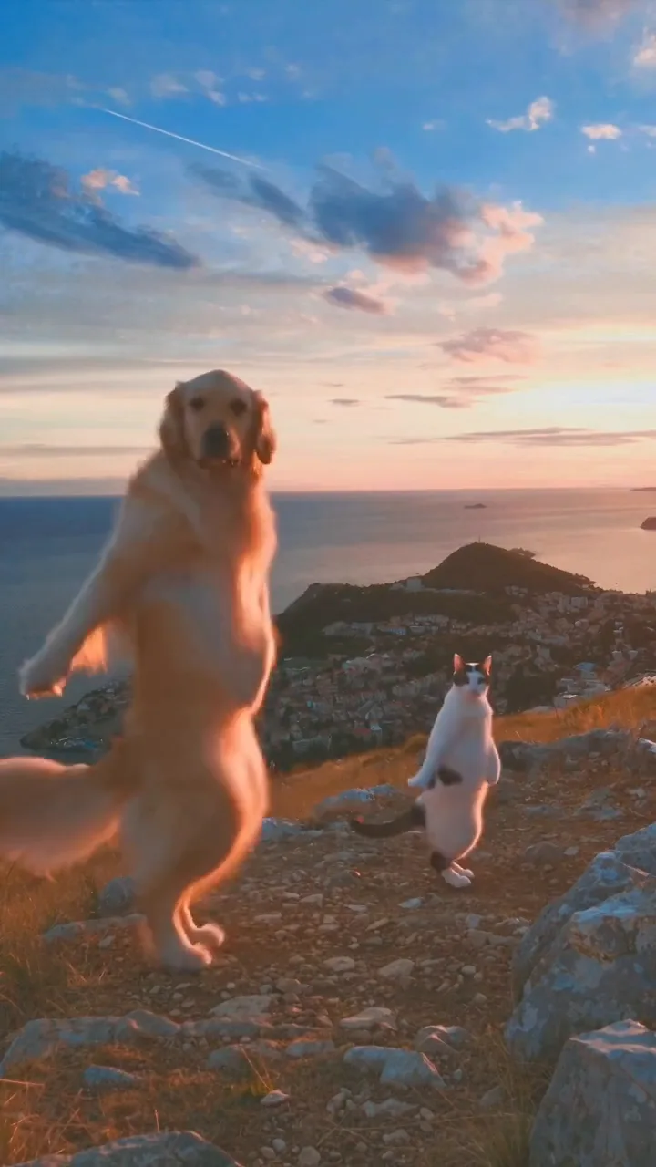 Your dog, on its back legs